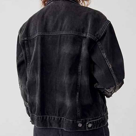 Free People Jolene Distressed Black Denim Jacket - Picture 2 of 13